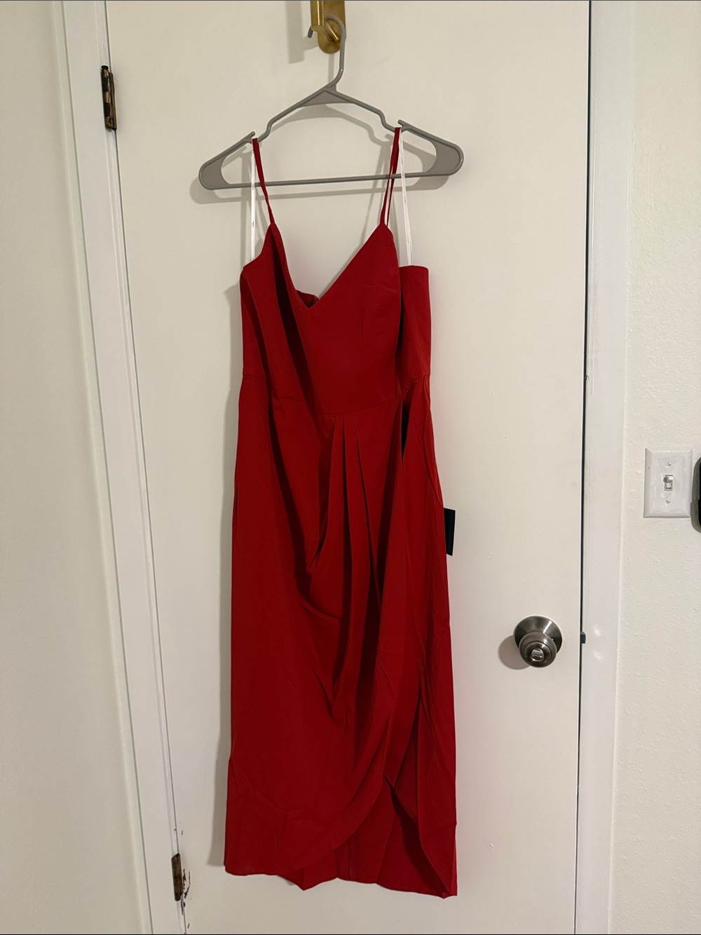 Lulu's Bold Red Spaghetti-Strap Midi Dress